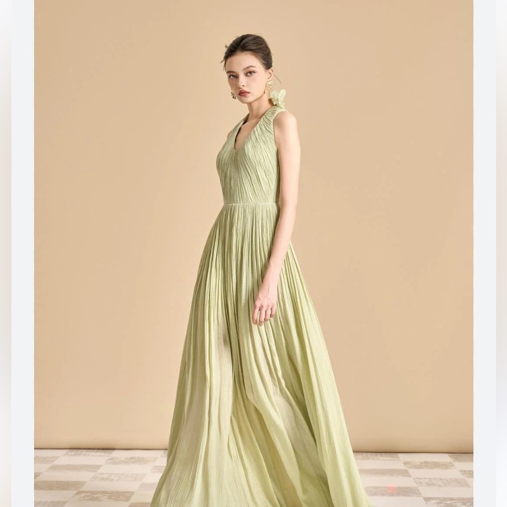 Maison de Copains Nasir Gathered Scoop Neck Tencel Floor Length Dress